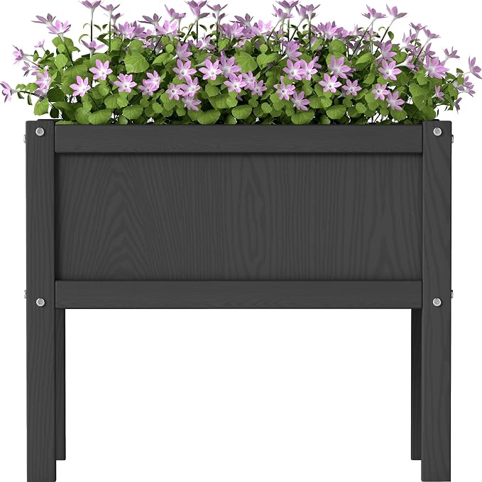 Raised Garden Bed with Drainage Hole Waterproof HDPE Elevated Planter Box with by KETOYARK