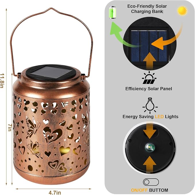 Solar Lanterns Outdoor, Love Mom Lantern Garden Decor Waterproof Decor Light - Image 7