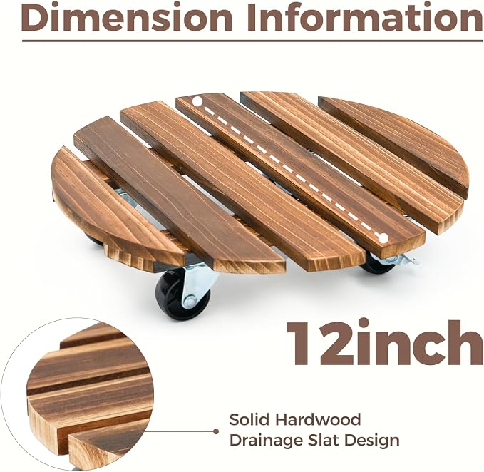 Bamworld Plant Stand Outdoor Rolling Tray Plant Caddy - Image 3