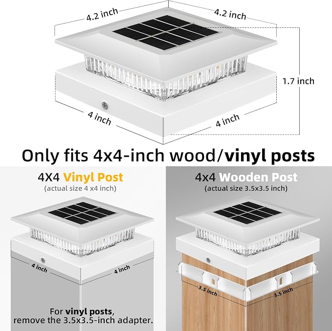 4x4 Solar Post Cap Lights 16 Pack, Fence Post Solar Lights - Image 4