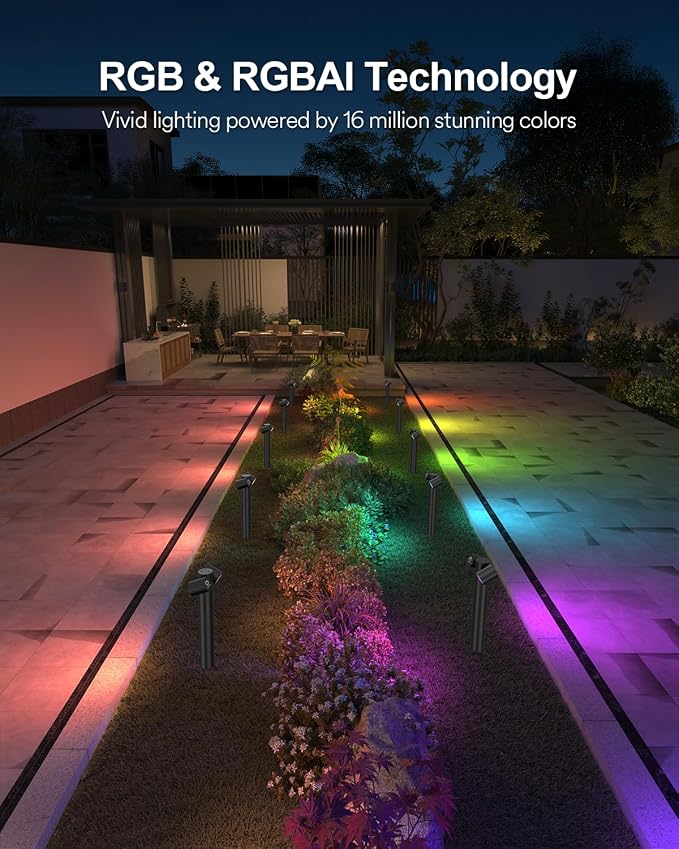 Lumary Smart Pathway Lights Pro 700LM, RGBAICW Color Changing Landscape Lights - Image 7