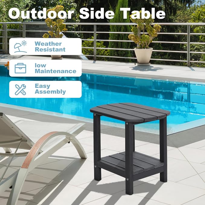 Adirondack Outdoor Side Table, 16.5” HDPE Small Patio Table - Image 8