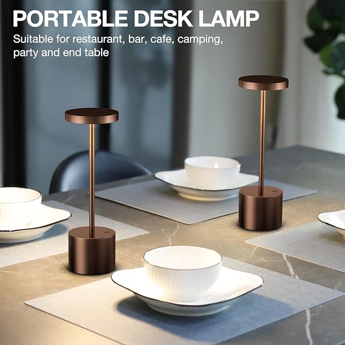 Kakanuo Brown Cordless Lamp Set, Rechargeable Lamp, 3 Color Temperature - Image 5