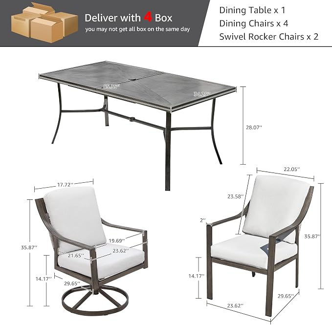NATURAL EXPRESSIONS 7 Piece Patio Dining Table Outdoor Furniture Set - Image 8