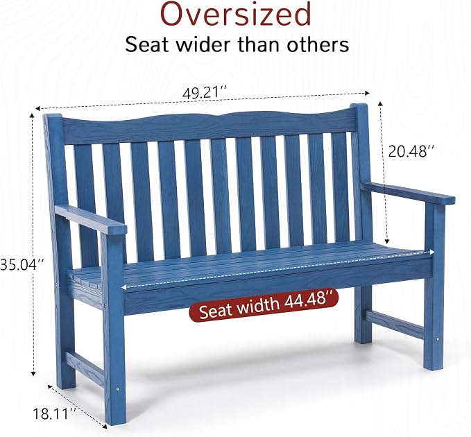 Stoog Outdoor Benches Set of 2, 2-Person All-Weather HIPS Garden Bench - Image 3