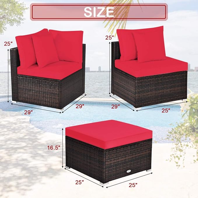 Tangkula 4 Pieces Patio Furniture Set, All Weather Outdoor Sectional Rattan - Image 5