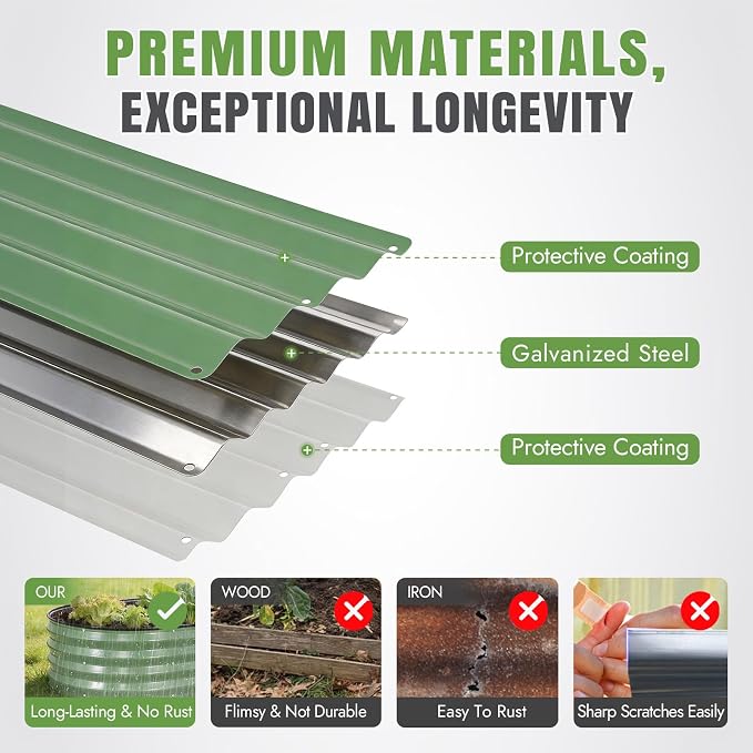 INNO STAGE 3Pcs Galvanized Raised Garden Bed Kit, Outdoor Metal Raised Garden - Image 7