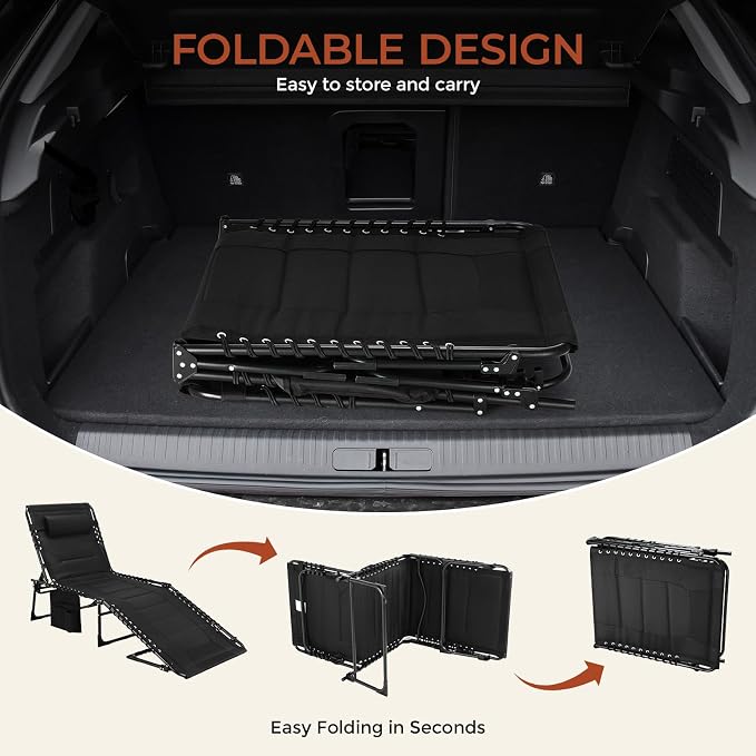 TLSUNNY Padded Folding Lounge Chair, Portable Reclining Chair - Image 7