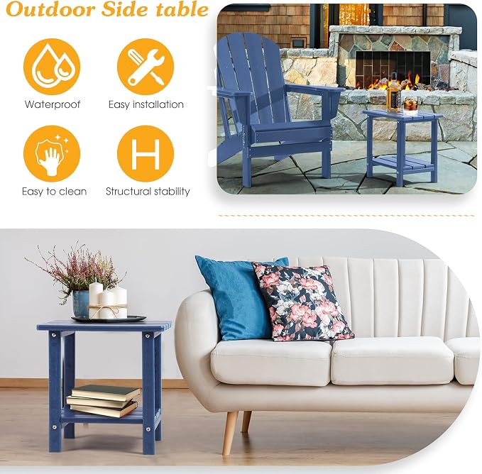 Adirondack Outdoor Side Table, 2-Tier Sturdy Patio End Table Weather Resistant - Image 6