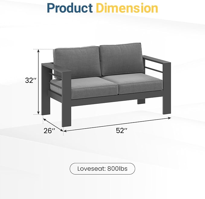 Wisteria Lane Patio Furniture Metal Loveseat, Metal Outdoor Chairs - Image 2