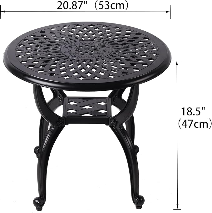 Cast Aluminum Outdoor Side Table, Small Patio Table, Outdoor Coffee Tables - Image 3