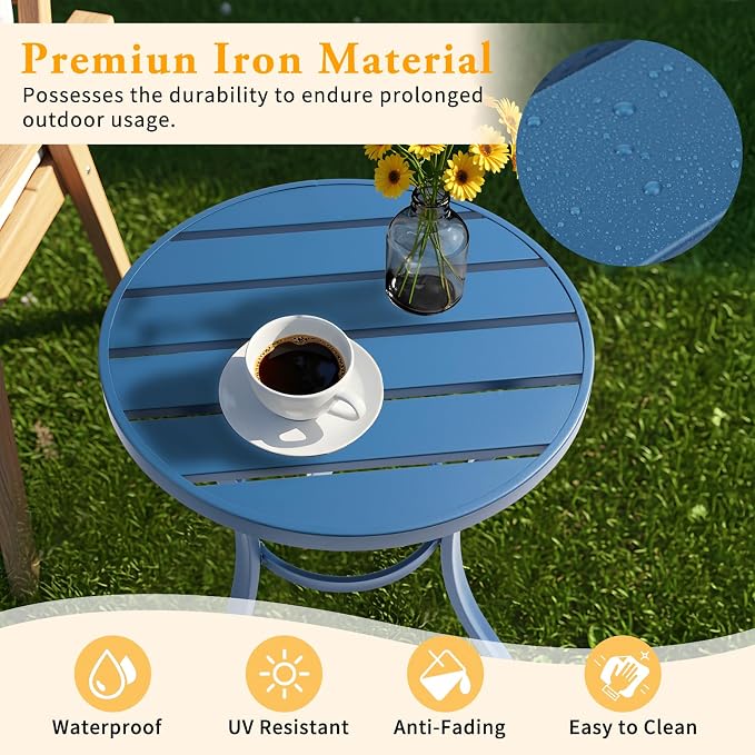 VINGLI Outdoor Side Table, Small Metal Patio End Table, Outdoor Round Table - Image 5