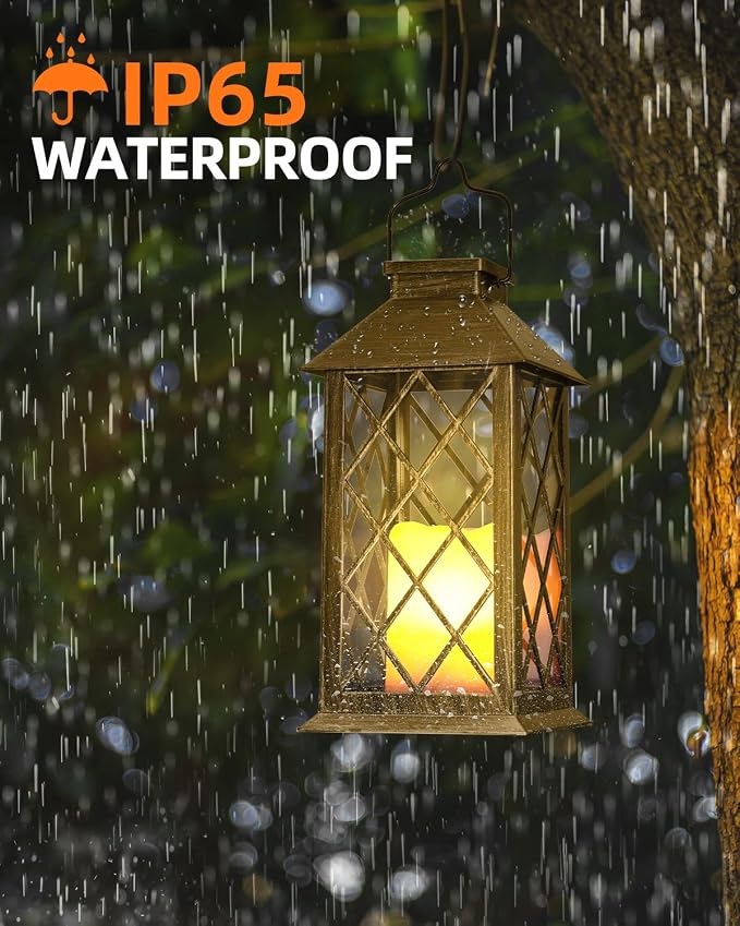 Otdair Solar Lanterns Outdoor Waterproof, 2 Pack 14" Solar Lantern - Image 3