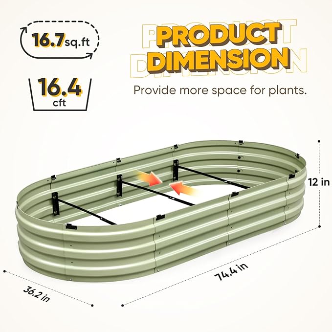 KING BIRD Raised Garden Bed Kit 2025 Upgraded Quick-Setup Galvanized Planter - Image 4