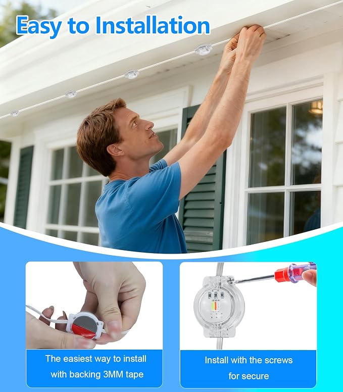 200FT Permanent Outdoor Lights for House, 2025 Smart RGB LED Outside Eaves - Image 6