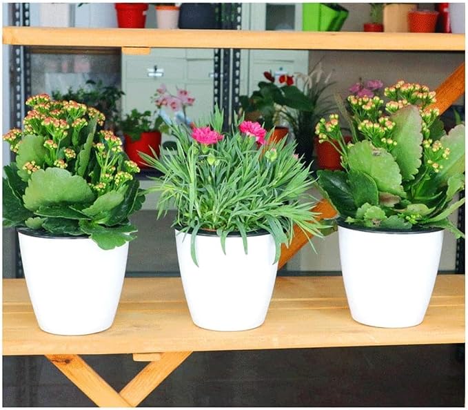 6 Pcs 3.5“ Self Watering Planter White Flower Pot, Flowers Plants, Small Mini - Image 2