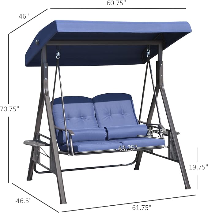 Outsunny 2-Person Patio Swing Bench - Image 7