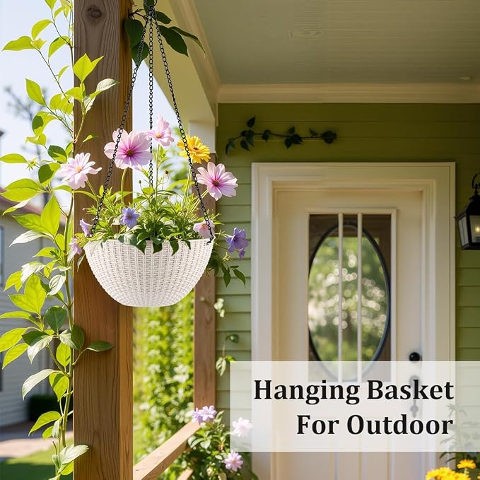 Hanging Planters for Indoor Outdoor Plants 8 and 10 Inch, 4 Packs Hanging - Image 5
