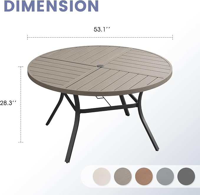 VICLLAX 53" Round Outdoor Table, Patio Dining Table - Image 3