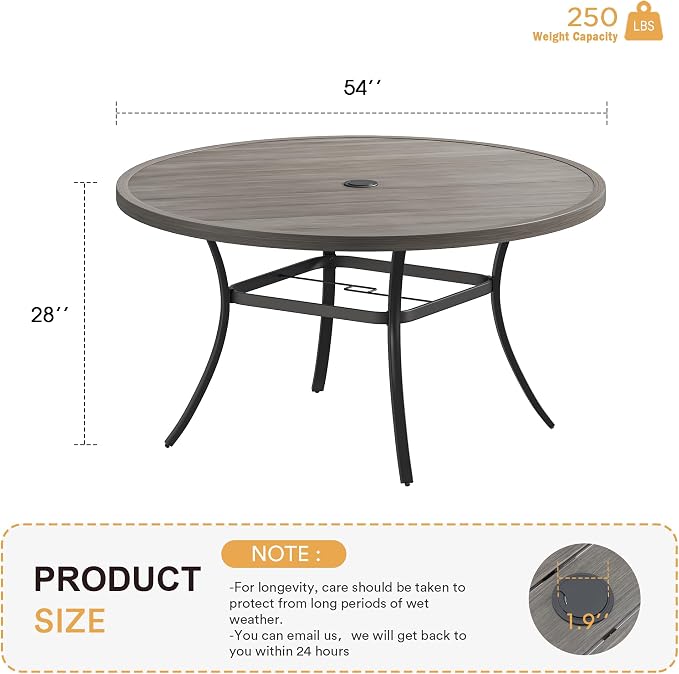 VICLLAX 53" Outdoor Round Patio Table - Image 2