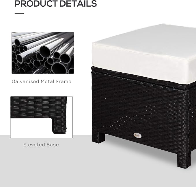 Outsunny 20" Patio Wicker Ottoman, Additional Seating, Side Table - Image 6