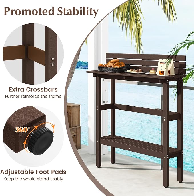 Tangkula Outdoor Bar Table, 48 Inch Patio Pub Height Table - Image 8