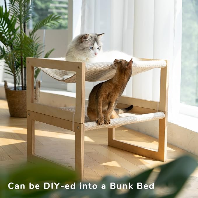 FUKUMARU Dog Bed, Large Breathable Elevated Cat Hammock, Wooden Cat Beds - Image 8