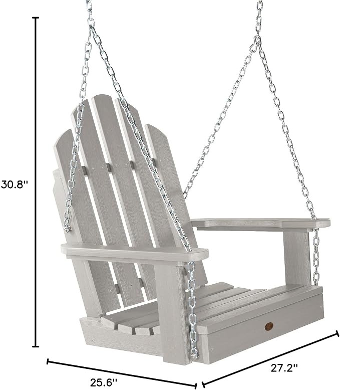 Highwood Classic Westport Adirondack Single Seat 1-Person Porch Swing, Harbor - Image 4