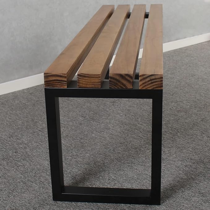 MBQQ Outdoor Soild Wood Bench, 55 inch Patio Picnic Bench, Oil Finished - Image 5