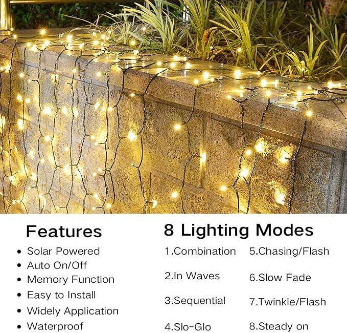 Joomer Solar String Lights Outdoor, 105FT 300 LED 8 Modes Outdoor String Lights - Image 2