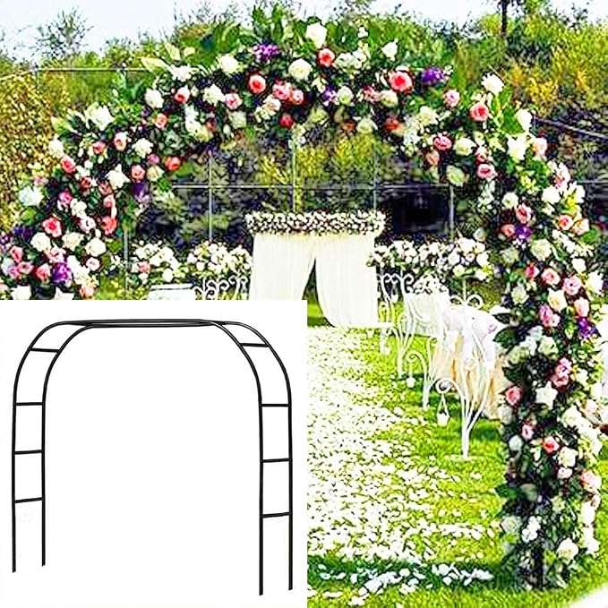Metal Garden Arbor Wedding Arch 76.8 Inch H x 90.5 Inch W \94.5 Inch H x 55 by DTnature