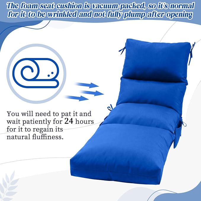 Kigley 2 Pcs Chaise Lounge Cushions, 77.9 x 20.5 x 4.7 Inch Outdoor Lounge - Image 4