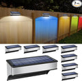 8 Pack Solar Fence Lights Outdoor RGB and 10 Colors Stainless Steel Dusk to by OkayGoo