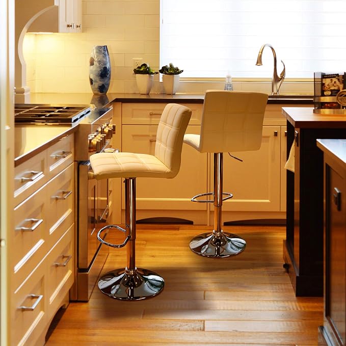 Leopard Modern Square PU Leather Adjustable Bar Stools - Image 2