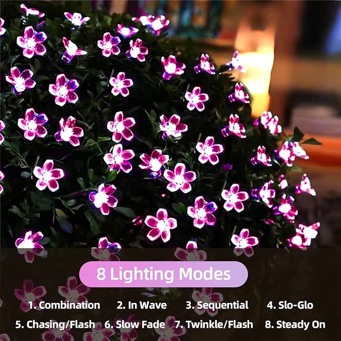 ITICdecor Solar String Flower Lights Outdoor Waterproof 50 LED Fairy Light - Image 4