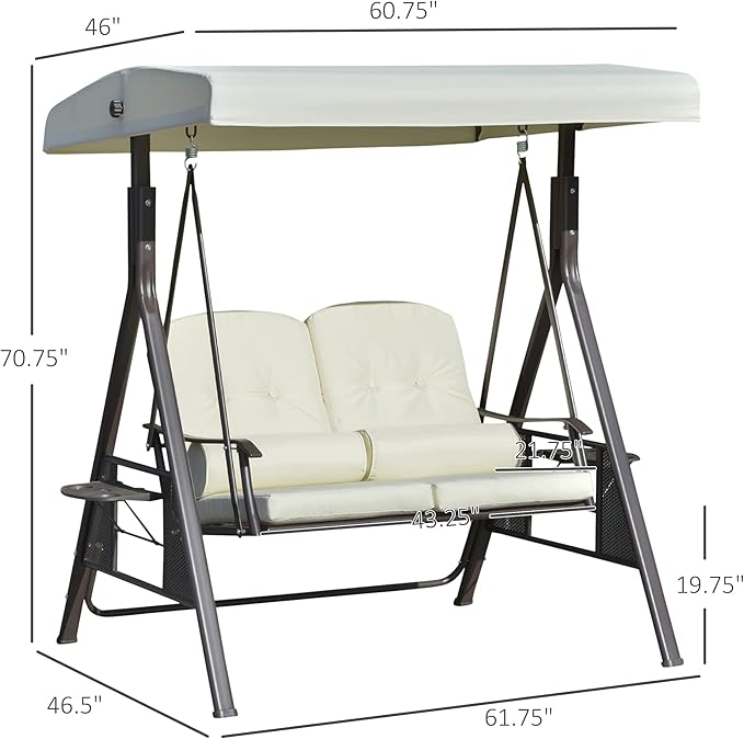 Outsunny 2-Person Patio Swing Bench - Image 7