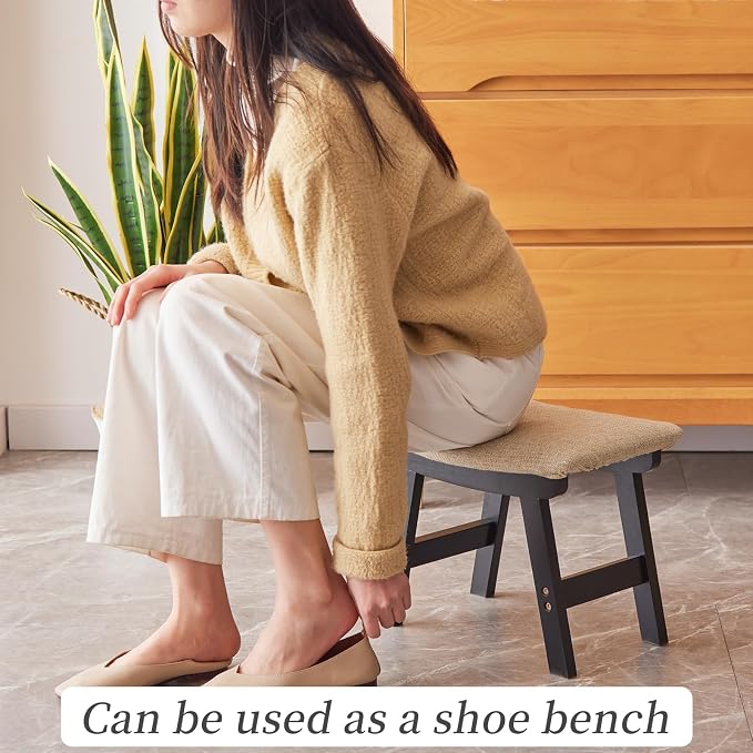Foot Stool, Bamboo Small Sofa Foot Rest Under Desk, Extra Seating - Image 6