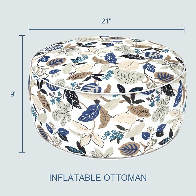 LVTXIII Outdoor Inflatable Ottoman, Portable Round Ottoman Pouf - Image 3