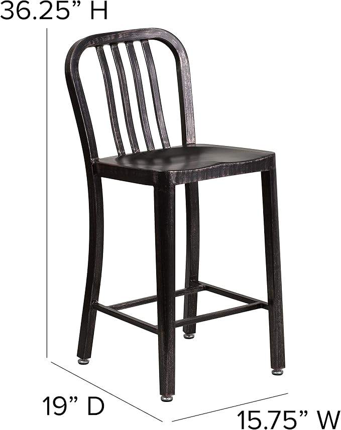 Flash Furniture Gael Commercial Grade 2 Pack 24" High Black-Antique Gold Metal - Image 3
