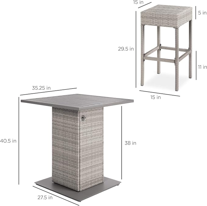 Best Choice Products 5-Piece Outdoor Wicker Bar Table Set - Image 7