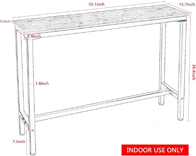Mr IRONSTONE 53" Bar Table White Marble Industrial Pub Dining Height Table - Image 3
