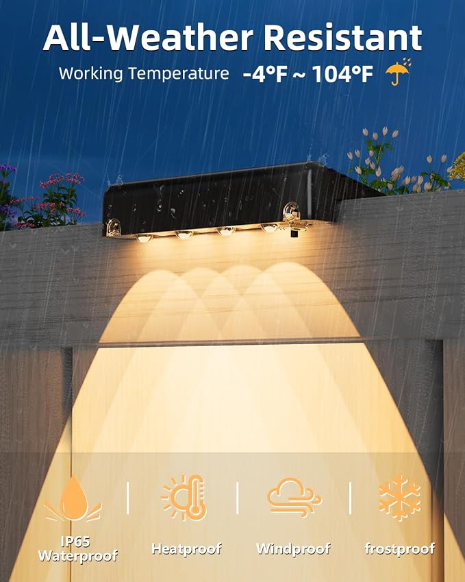 VOLISUN Solar Deck Lights 8 Pack, Warm White Glow LED Large Size Lamp, IP65 - Image 3