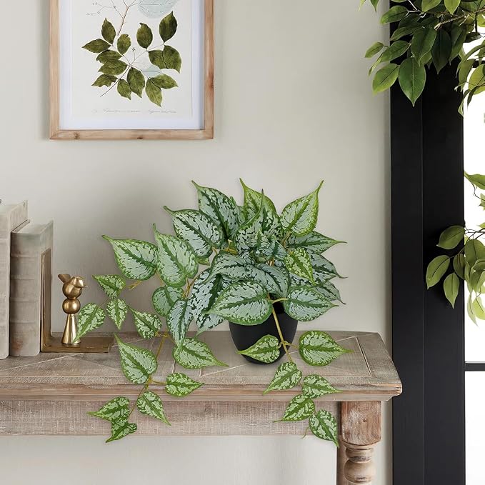 17.7" Artificial Plants Indoor Home Decor, Fake Potted Silk Plants - Image 6