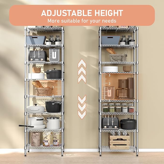 8 Tier 2000 lbs Storage Rack Metal Wire Shelving Unit, Storage Standing Shelf - Image 6