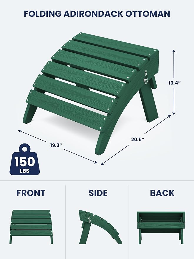 KINGYES Folding Adirondack Ottoman - Image 3