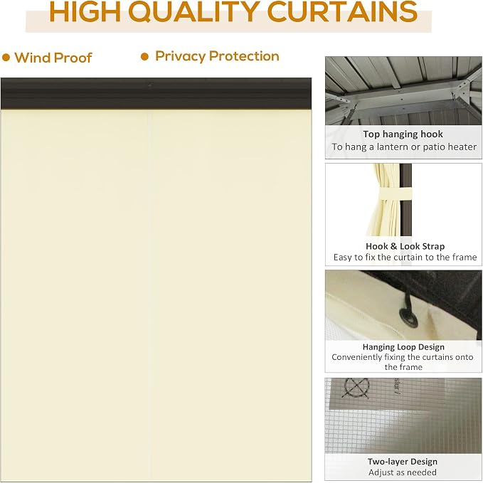 Outsunny 10' x 12' Hardtop Gazebo - Image 4
