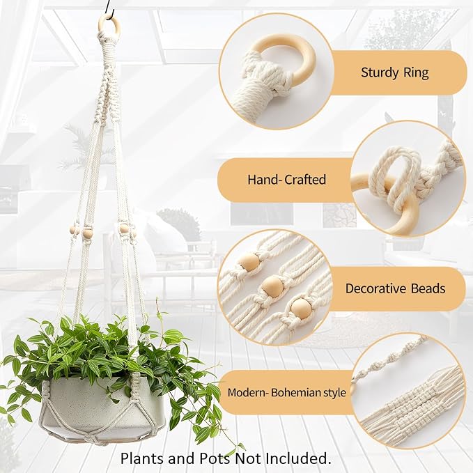 CADNLY Macrame Plant Hangers Indoor – Rope Hanging Plant Holder - Image 7