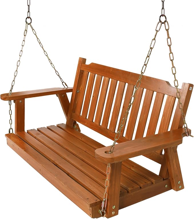 Wooden Porch Swing 2-Seater, Bench Swing by Anraja