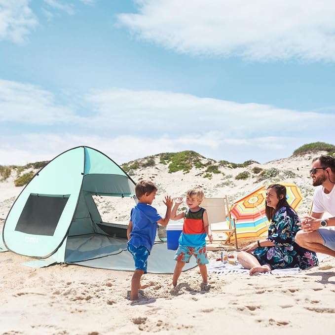 TOBTOS UPF 50+ Pop Up Beach Tent, Easy Set Up Beach Umbrella, Sun Shelter - Image 6