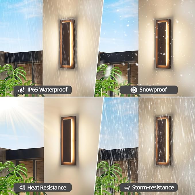 2 Packs Brown Outdoor Wall Sconce, Exterior Lights Fixture, Waterproof Wall - Image 3